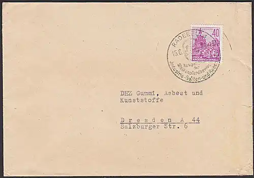 RADEBEUL SoSt. 1960 "Ausgangsort der Steckenpferdbewegung" 40 Pf Dresdner Zwinger Kronentor Doppelbrief