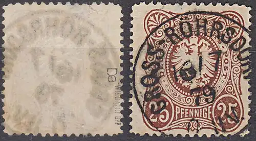 Germany 35 Da 25 PFENNIGE Reichspost geprüft Wiegand BPP mit Stempel GROSS-RÖHRSDORF 1879