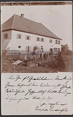 Kirchenpingarten Oberfranken Foto mit Schloss von 1914 mit Landarbeitern