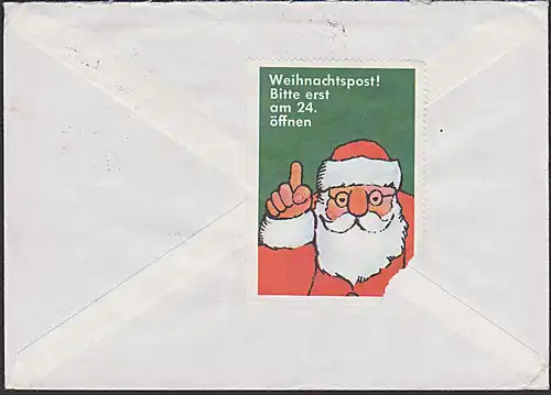 BREMEN Brief nach der DDR mit Vignette "Weihnachtspost bitte erst am 24. Öffnen!" Theodor Heus 6 Pf zufrankiert