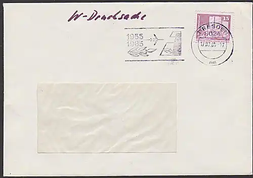MWSt. Werbung DRESDEN "1955 - 1985" Düsenflugzeug Wirtschafts-Drucksache