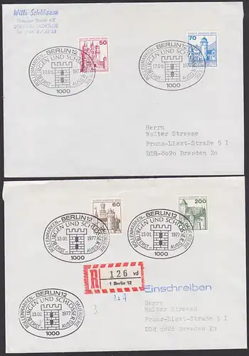 Berlin (West) Burgen und Schlösser 2 FDC, dabei 1 mal R-Bf Bürresheim