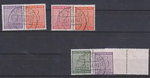 SBZ Zusammendrucke Westsachsen Wz. Y, (W Zd 13 - 16 320,-) , gestempelt Leipzig N24  29.1.46