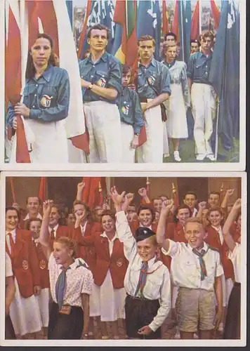 Berlin Youth of the world wants peace, Jugend d. Welt will den Frieden, 2 cards Pioniere FDJ Propaganda Tschechoslowakei