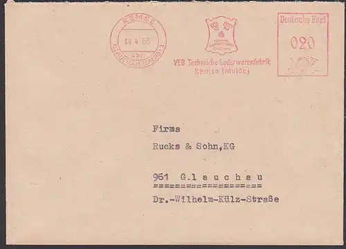 REMSE über Glauchau Sachsen AFS 1965 Technische Lederwarenfabrik Remse (Mulde), leather cuir Leder Germany