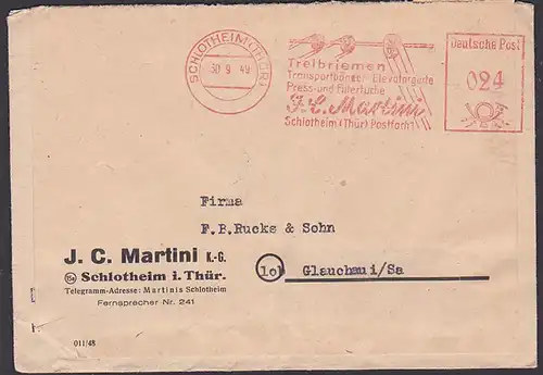 Schlotheim Thüringen AFS 1949 Treibriemen Transportbänder Elevatoren Transmissionssantriebe Riemen, Zweitverwendung