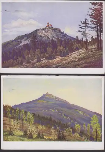 Jeschken bei Reichenberg Liberec Sudetengau 2 CAK 1942, Ansicht nach Originalgemälde C. G. Hirsch