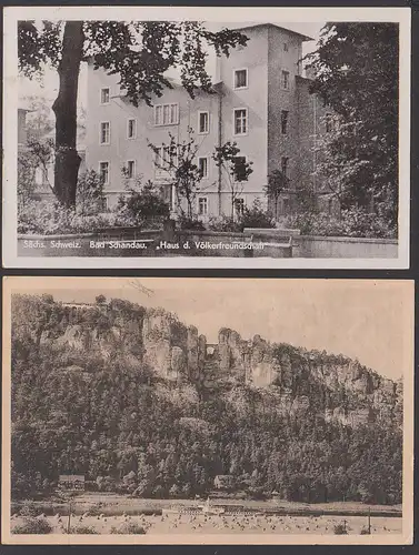 Bad Schandau Sächsische Schweiz "Haus der Völkerfreudnschaft" 1957, SoSt. Kneipp- u. Luftkurort, Abb. Basteibrücke 1848