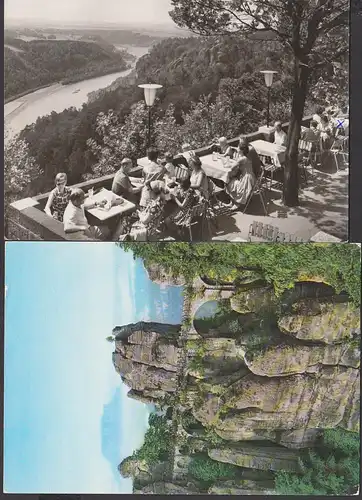 Bastei Sächsische Schweiz Sonderstempel auf4  Ak, HO Berghotel-Restaurant mit Abb. Basteibrücke Mönch