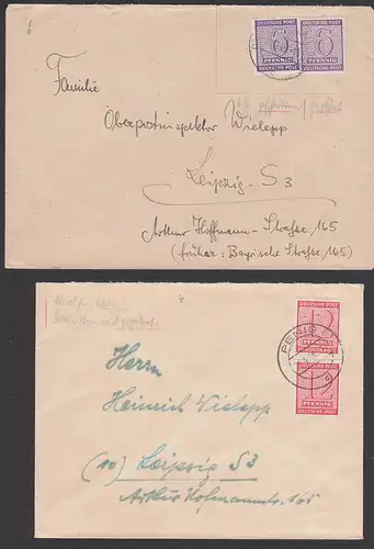 Westsachsen OPD Leipzig , 6 und 12 Pf  Ziffern je in MiF gezähnt und geschnitten