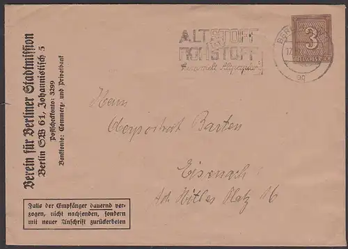 Privatpostumschlag PU 154/04 157 * 111 mm Berlin Verein für Berliner Stadtmission MWSt.  Altstoffe sind Rohstoffe, Ds.