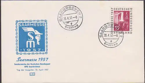 Saarmesse 1957 Saarbrücken FDC Hochofenanstich Saarland 400