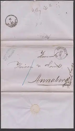 Sachsen Dresden 17.12. 1862 Altbrief  nach Annaberg, Saxony