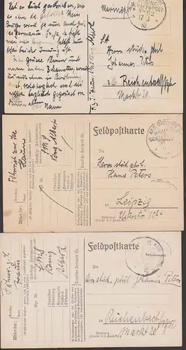 Marine Schiffspost 3 Karten 1917, 1918, Kaiserlich Deutsche Marine-Schiffspost Nr. 62 - König Albert