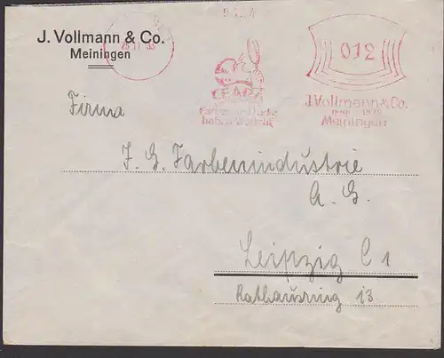 Meiningen Germany Deutsches Reich AFS 1933, CEARA Farben und Lacke haben Weltruf, Kopf Lupe J. Vollmann
