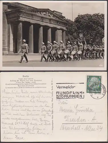 Berlin Aufzug der Wache vor Ehrenmal MWSt. Charlottenburg Vermeidet Rundfunkstörungen, Marke mit Firmenlochung