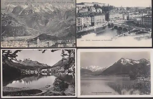 Zürich, Bahnhofsbrücke, Wengernalp-Scheidegg, St. Moritz 4 Karten gelaufen