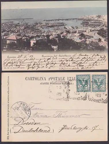 cartolina Genova Genua Panorame del Castellaccio 1903 CAK