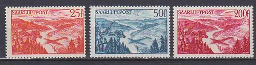 Saarland 252/54 postfrisch, Sarre Flugpostmarken Saarschleife bei Mettlach