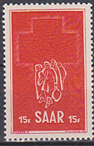 Saarland 318 postfrisch, Sarre Rotes Kreuz 1952 Flüchtlingsgruppe