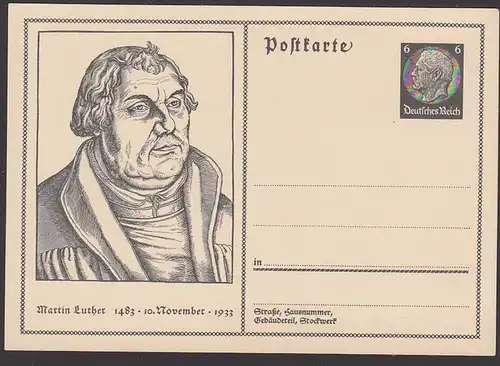 Germany P224 1933 card Martin Luther Reformator