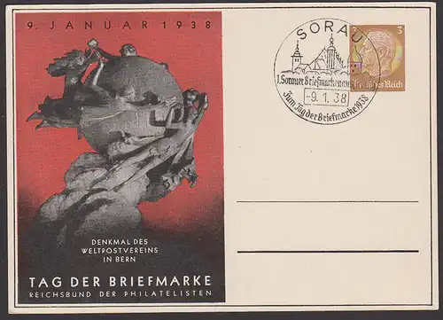SORAU PP122 1938 Denkmal des Weltpostvereins in Bern Reichsbund der Philatelisten