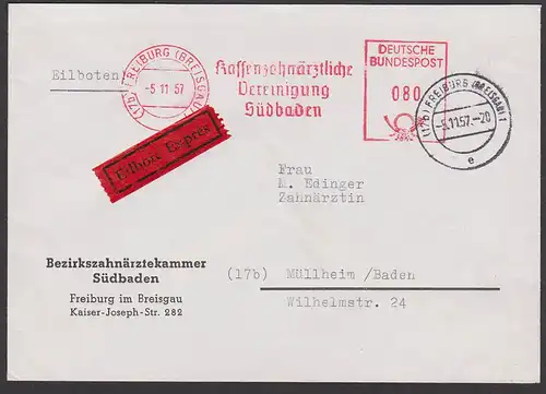 Freiburg im Breisgau AFS 1957 Kassenärztliche Vereinigung Südbaden Eilbrief, Bezirksärztekammer