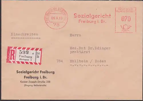 Freiburg im Breisgau AFS 1963 Sozialgericht R-Brief