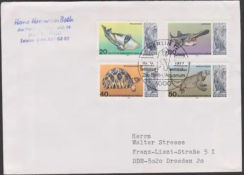 Zoo Berlin Aquarium FDC Berlin West, Nashornleguan Löffelstör Picassofisch