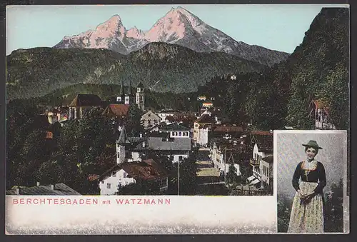 Berchtesgaden mit Watzmann Trachten CAK um 1910  unbeschrieben