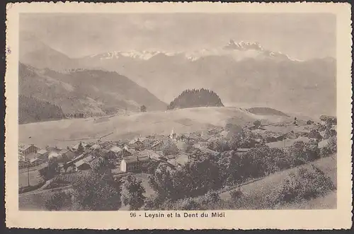 Leysin et la Dent du Midi, card 1915 nach Germany Gera Reuss, Kanton Waadt