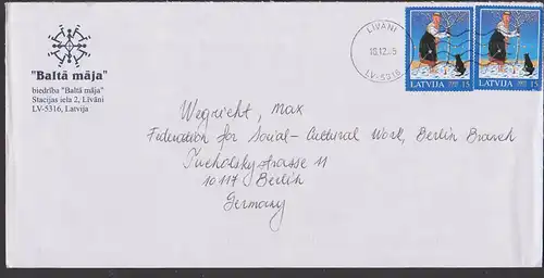 Lietuva Litauen Livani Brief 2005 Mädchen mit Baum und Hund bei Kerzenschein