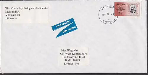 Lietuva Litauen Vilnius letter Brief 1994 Antanas Smetona  Musiker Kompaonist