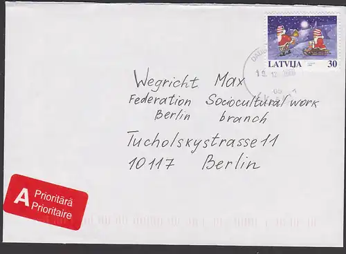 Lietuva Litauen Daugavpils Brief 2000 Schlitten Weihnachten