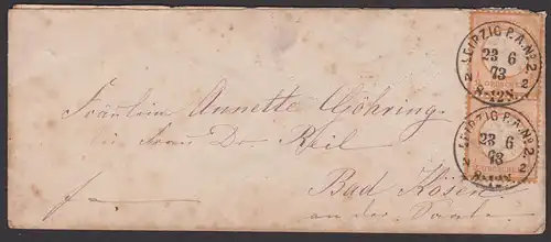 LEIPZIG P. A. No 2 DR 1/2 Groschen Großer Brustschild in MeF  18(2) nach Bad Kösen an der Saale