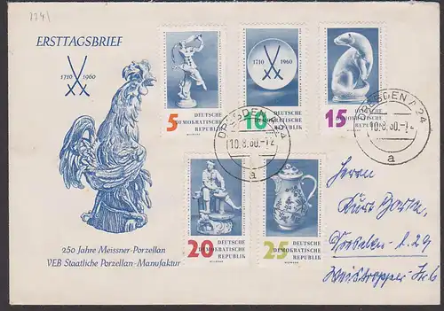 Porzellan porcelain Meissen Manufaktur kpl. Ausgabe DDR 774/8 Satzbrief