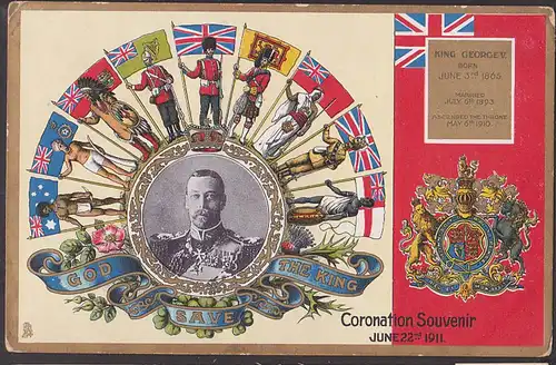 King George V. postcard CAK 1911 God save the king caronation souvernir, unbeschrieben unused