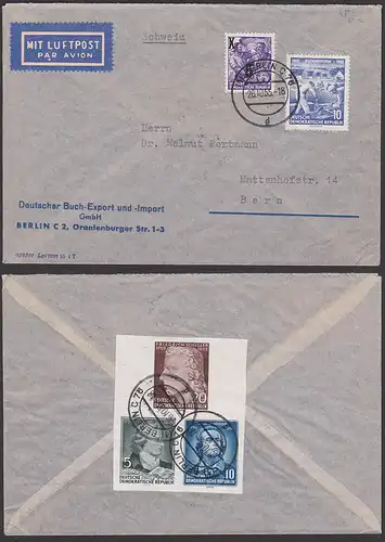 Friedrich Schiller Marken aus Block 12 Auslands-Lp-Brief nach Bern Schweiz aus BERLIN C76