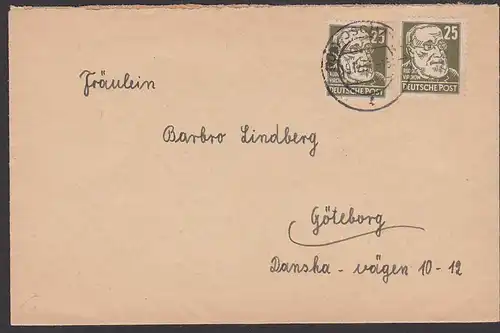 Oschatz 25 Pf.(2)  Rudolf Virchow auf Auslandsbrief  nach Göteborg 19.12.52