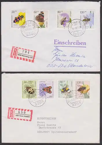 Bienenwolf, Honigbiene und Bestäuberinsekten 2 kpl. ausgaben 1984 der BRD und Berlin(West) je auf R-Brief