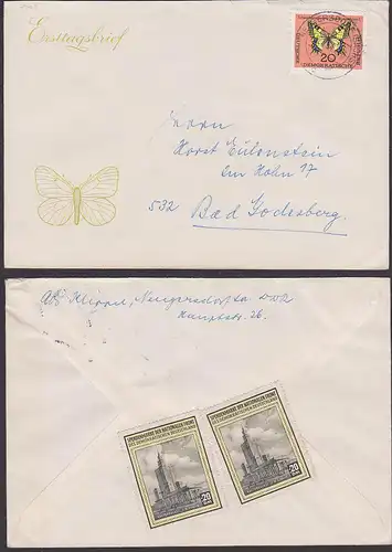 Vignette Spendenmarke der Nationalen Front über 0,20 DM(2) Kulturpalast  J. W. Stalin, auf FDC für 1006 Neugersdorf