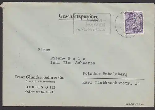 Radebeul OPD Sachsen 43Ba, portogenau 6 Pf(2) auf Fernbrief  1945