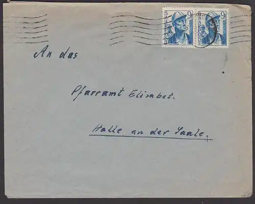 Saarbrücken 9 Fr. Bergmann(2) waager. Paar portogenau nach Deutschland Halle Saale