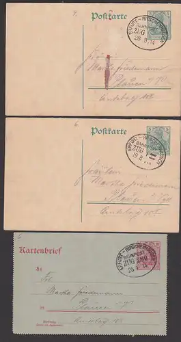Bahnpost Erfurt - Ritschenhausen 3 Belege von 1914