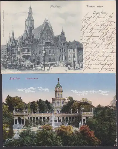 Breslau Wroclaw Gruss aus Rathaus 1900, Lichichshöhe  1917 als Feldpostkarte Niederschlesien