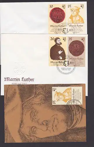 Reformation Martin Luther, Junker Jörg, Ehrung 1983, mit Maximimumkarte, Wittenberg, Siegel zu Eisleben