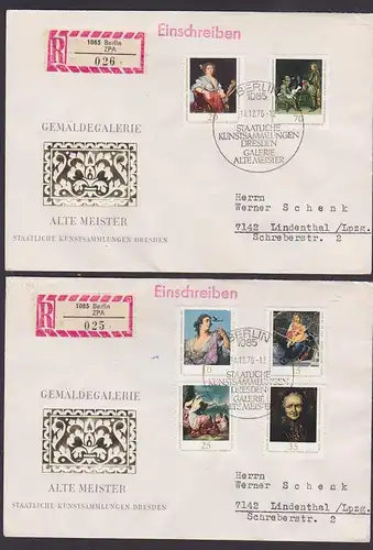 Gemäldegalerie Dresden "Alte Meister" 1976 FDC R-Briefe portogenau Doppelbrief