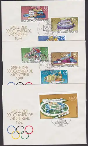 Olympiade 1976 FDC mit Block 46 Zentralstaion in Leipzig Schießsportanlage in Suhl