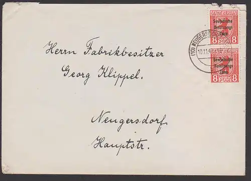 Neugersdorf Ortsbrief 8 Pfg, Berliner Bär mit SBZ-Aufdruck, portogenau