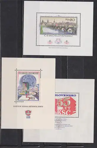 Praha Brno 3 postfrische Blöcke, KSC, dabei Block 25 und 36, Karlsbrücke